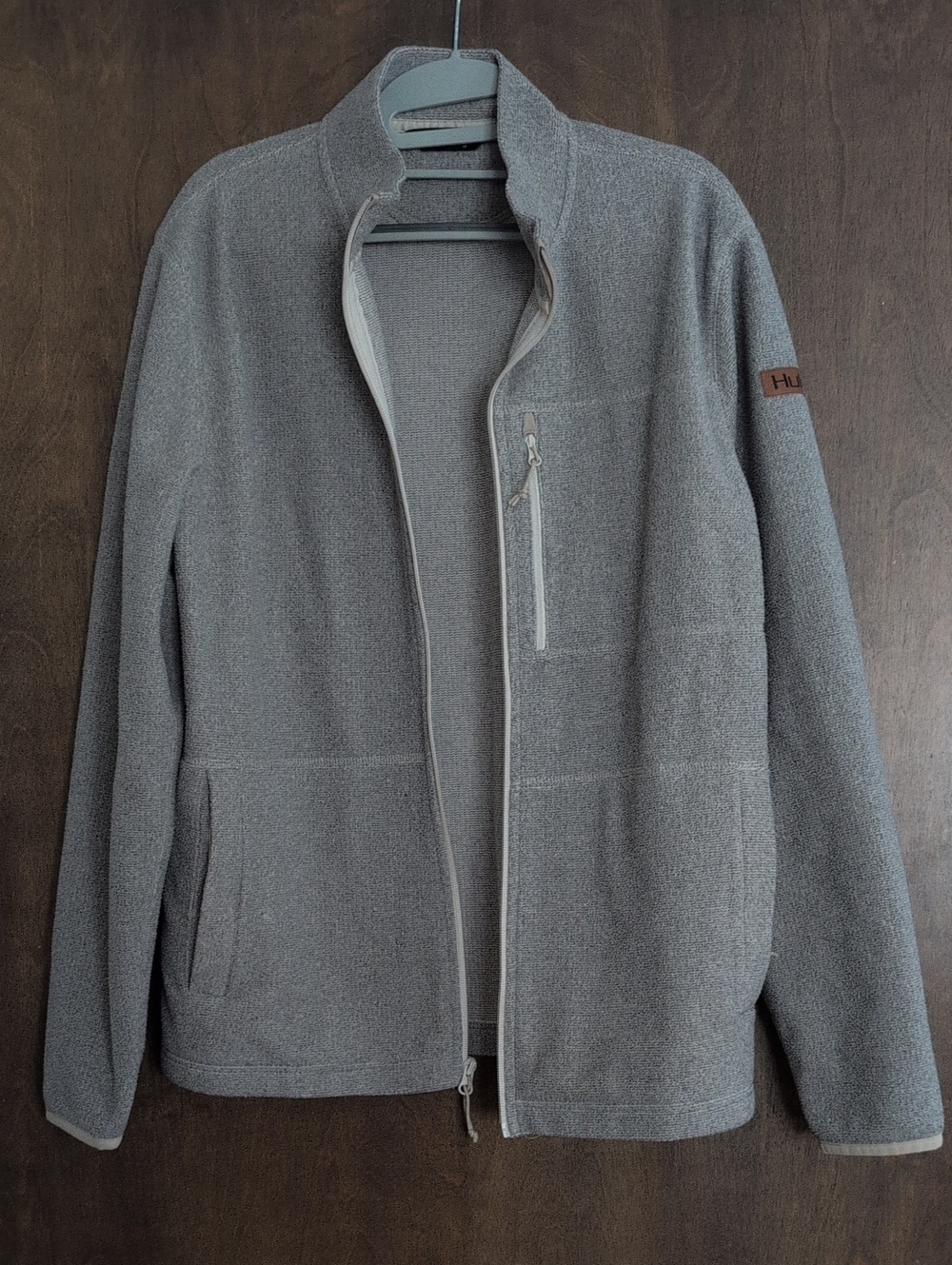 Huk Men's Gray Full-Zip Fleece Jacket